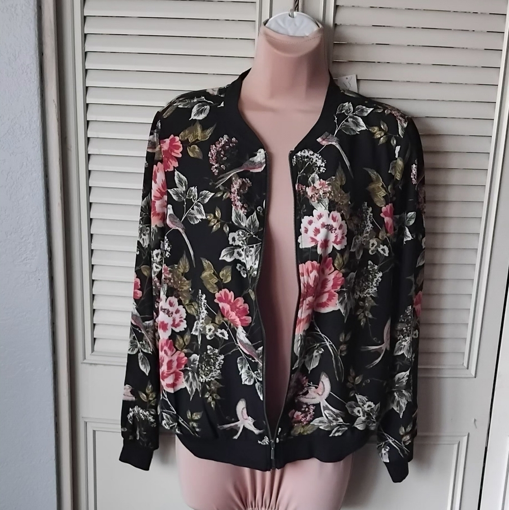Soho Black Floral Bomber Jacket